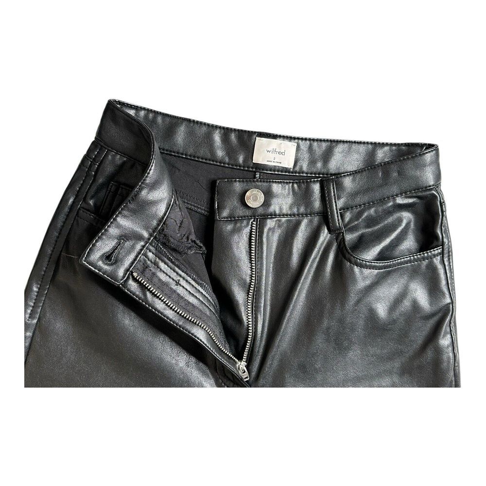 Aritzia Wilfred Womens Faux Leather Straight Leg Pants Size 0 Black High‎ Rise - Picture 6 of 16